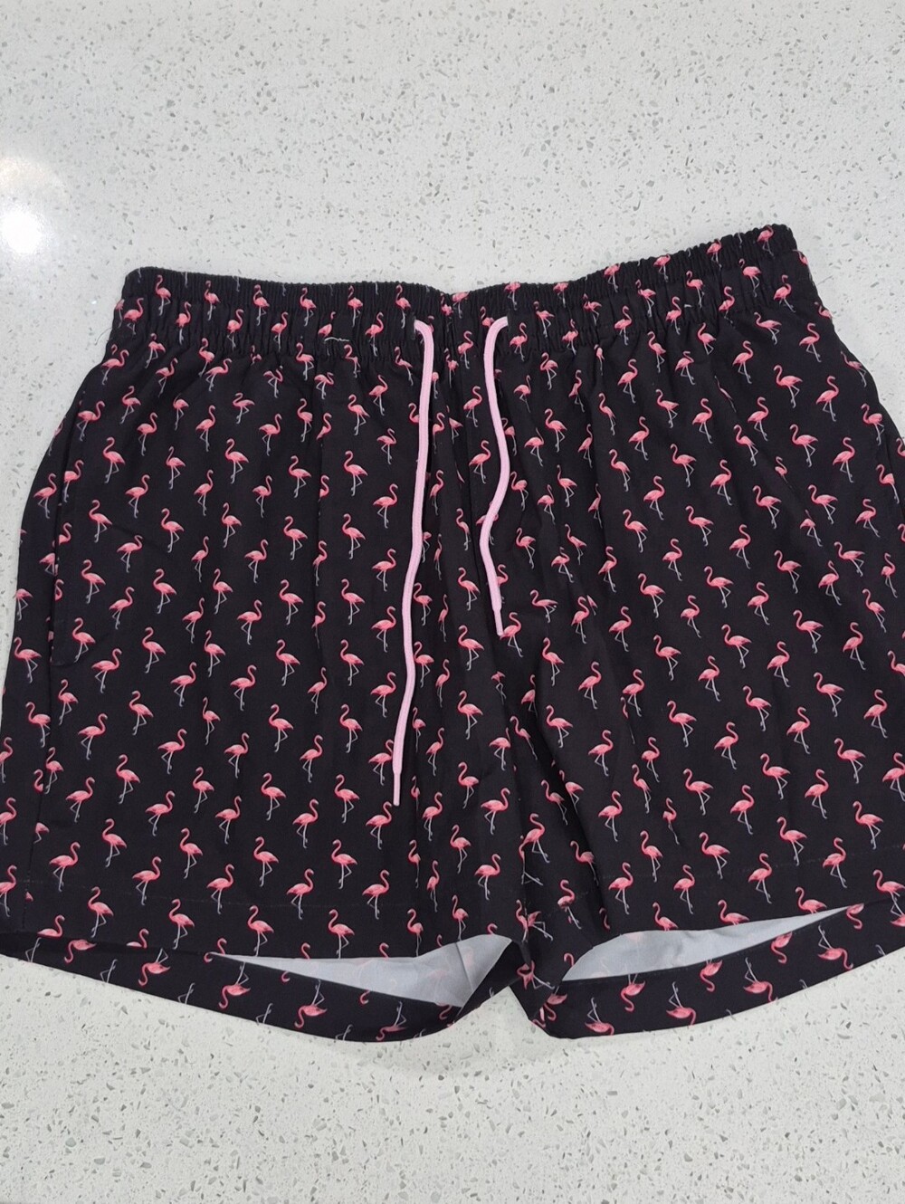 Men's Black Flamingo Swim Trunks